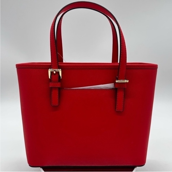 Michael Kors Jet Set Travel Extra-Small Top Zip Tote Bag Red - Picture 8 of 9